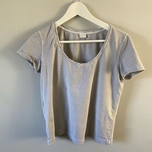 Poetry Women's Gray Scoop Neck Short Sleeve Hemp Cotton Tee